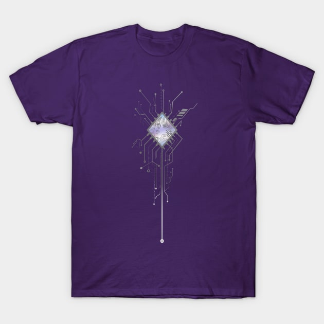 Holo effect Cyberpunk circuit T-Shirt by Blacklinesw9